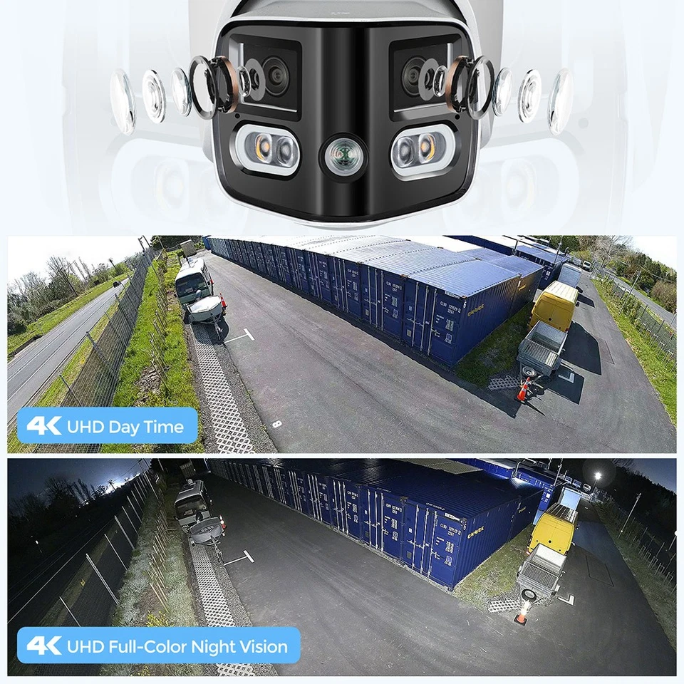 8MP Dual Lens Panoramic IP POE Camera 180° Sound Light Alarm Speaker - Image 3 of 4