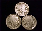 1915 Good, 1916 nearly Good, and 1918 Good Buffalo Nickels, a (3) Three Coin Lot