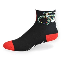 SOS save our soles Happy Holidays cycling socks LARGE