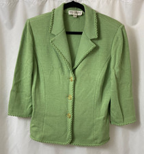 St John Collection Santana Knit Blazer Size 12 Spring Green Quiet Luxury Cardiga