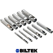 12pc Hollow Hole Metal Leather Punch Set 1/8"-5/8" Inch Vinyl Gasket Rubber Wood
