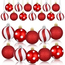 12 Pcs Red and White Christmas Balls Ornaments for Tree 2.4 Inch Peppermint C...