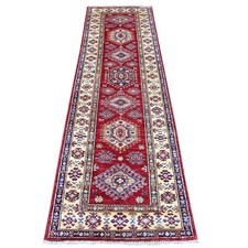 2'6"x8'3" Red Afghan Super Kazak Hand Knotted Wool Runner Rug 21681