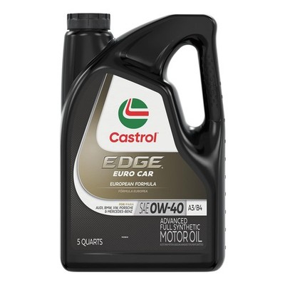 Castrol Edge Euro 0W-40 A3/B4 Advanced Full Synthetic Motor Oil, 5 5 Quart 