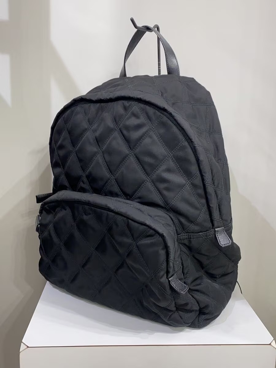 Prada Tessuto Impuntu Backpack Black Nylon 2VZ066 Auth Italy Used image 2