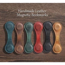 Leather Magnetic Bookmarker 3/6 PCS Double-Sided Magnet Books Marker Page Clip