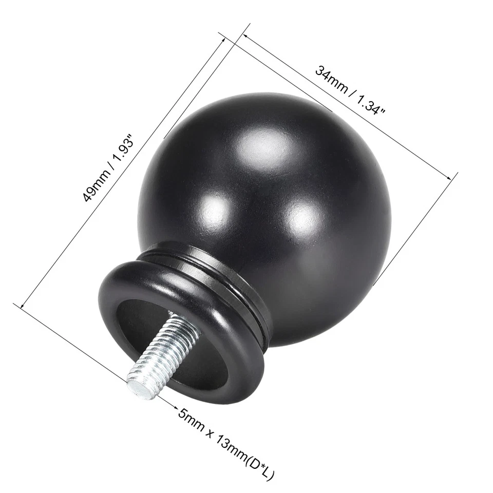 窗帘杆尖头塑料末端,总尺寸 49 毫米 x 34 毫米黑色 6 件 — 第 2/4 张图片