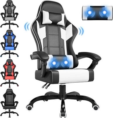 MARKENLOS Bürostuhl Ergonomisch Gaming Stuhl Massage Gaming Sessel mit Kopfstütze Office