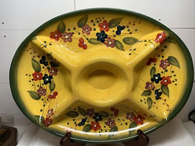 TABLETOPS Gallery FLEURS DE PROVENCE 5 Section SERVING Tray PLATTER Hand Painted