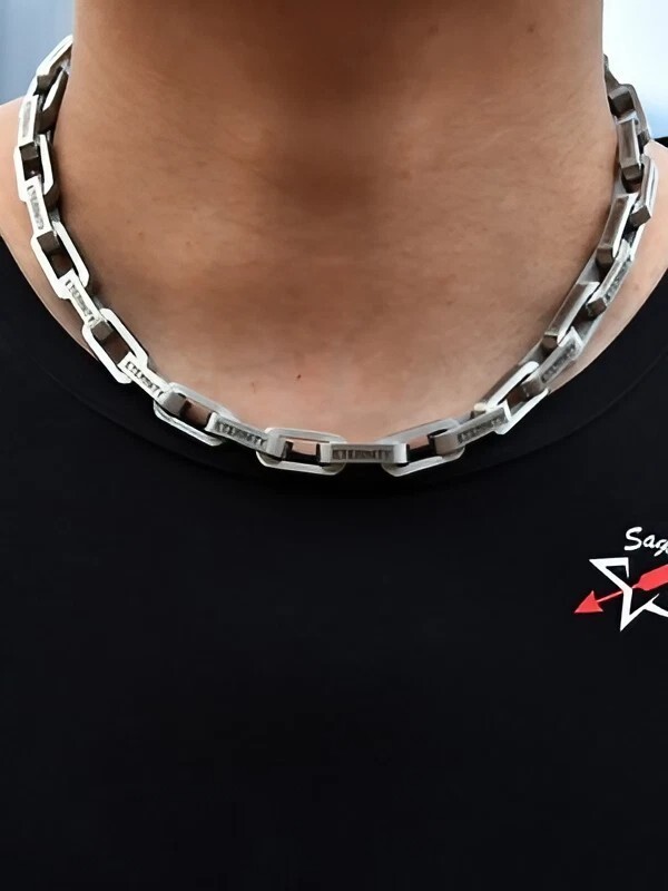 Heavy Square Link Choker - 316L Stainless Steel Necklace