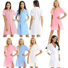 Women Medical Lab Coat Doctor Nurse Uniform Dress Student Laboratory Long Jacket