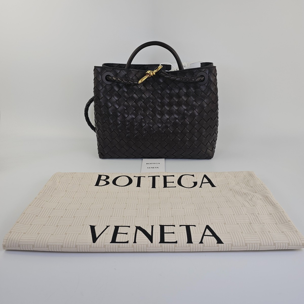 BOTTEGA VENETA Andiamo Medium $5700 Fondant Brown Leather