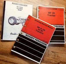 Set Massey Ferguson Mf-35 Gas Tractor Service Operator Parts Manual Repair Shop