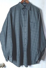 Arrow Mens XL 17"44/46" Dress Shirts Plaid Green Long Sleeve Collared