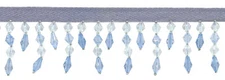 Diamond Beaded Fringe Trim, Color# M44008 - Arctic Blue [Sold By The Yard]