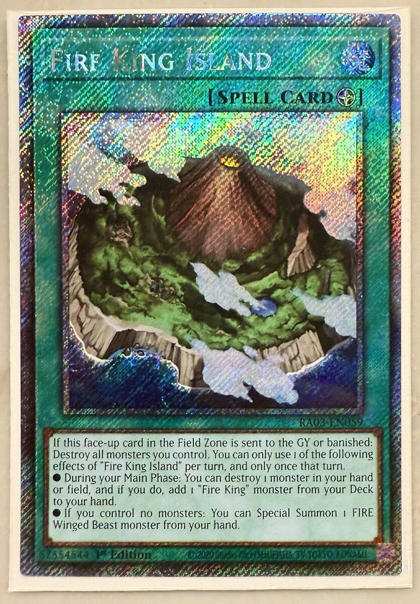 Fire King Island 1st Edition Platinum Secret Rare RA03-EN059 Fire King Island 1st Edition Platinum Secret Rare RA03-EN059
