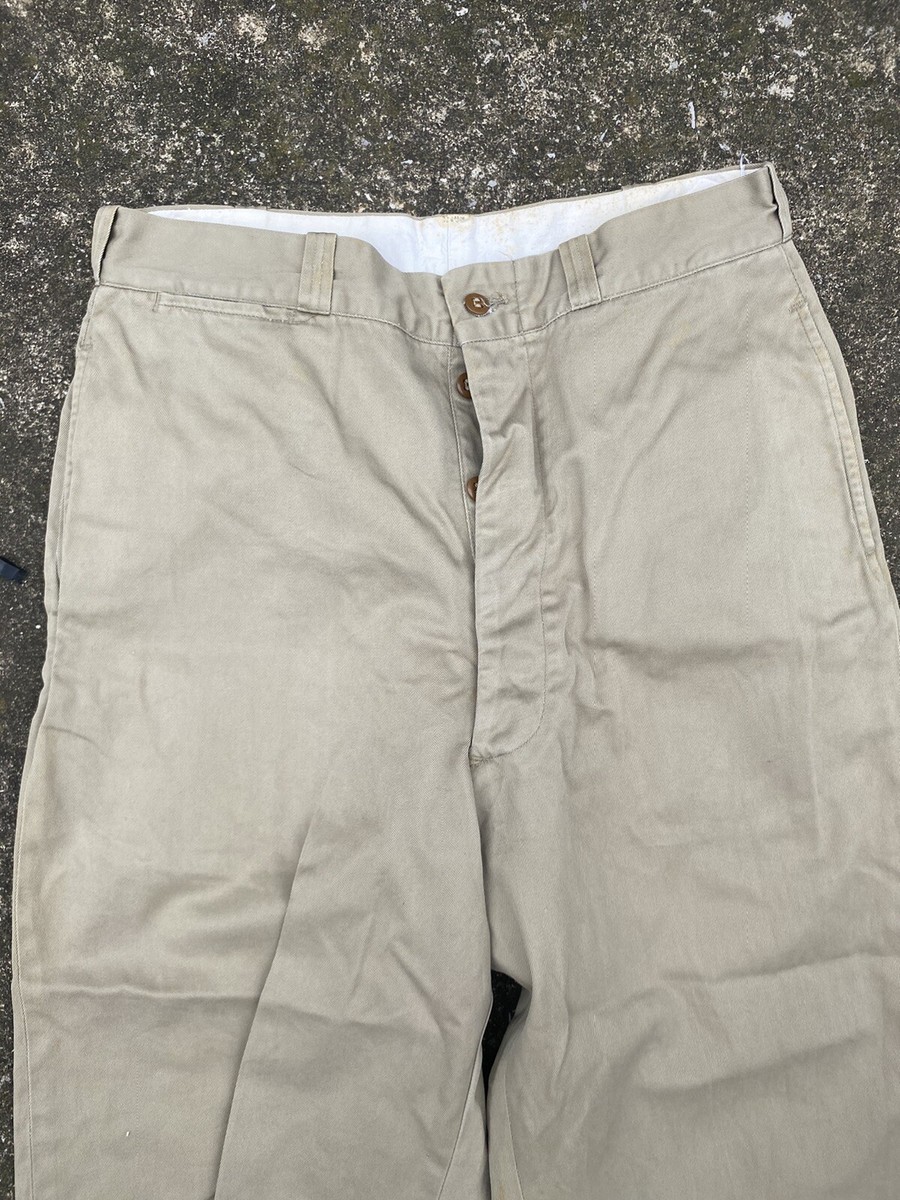 RARE40s〜50s Italian Military Chino Pants Vintage 40s 50s Button Fly Chino Military Army Khaki Pants
