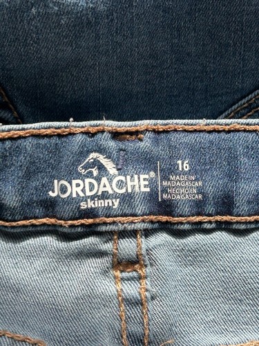 Jordache Skinny Jeans Girls Size 16 Blue Stretch Denim Distressed Actual 27"X27" - Picture 9 of 11