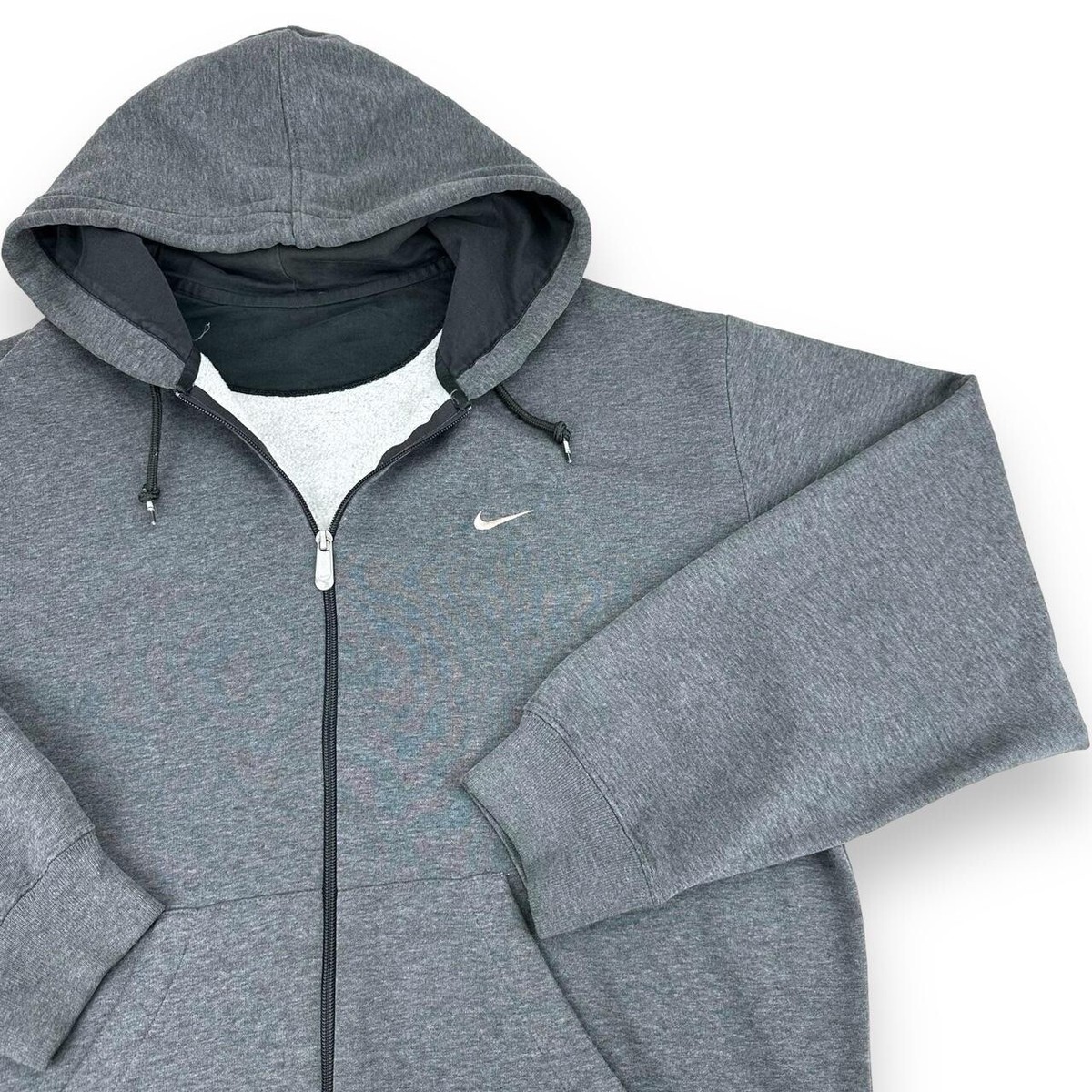 Vintage 00s Nike Zip Up Hoodie, Dark Grey, Fits Large