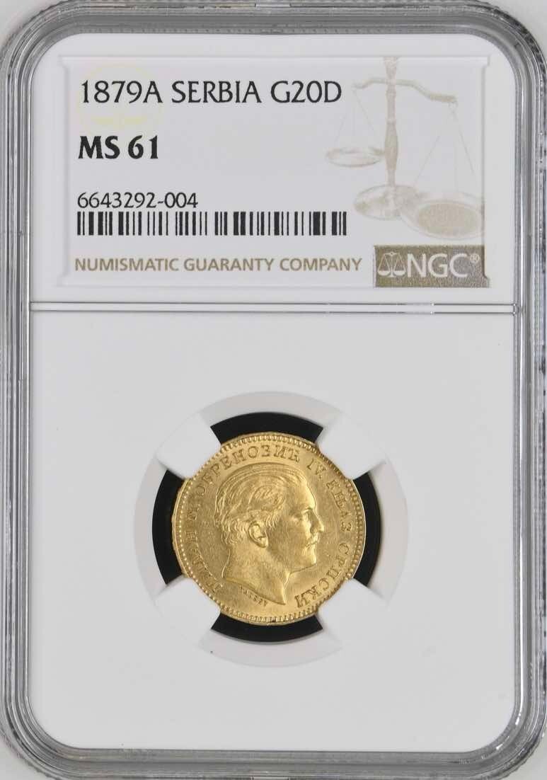 YUGOSLAVIA - SERBIA , GOLD 20 DINARA 1879 V - NGC MS 61 , RARE7 | eBay