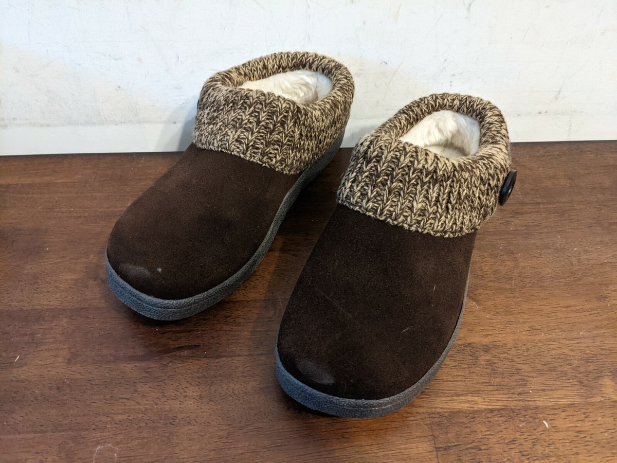 Clarks Slippers Clarks Womens Slipper Suede Leather Scuff Toe - Plush ...