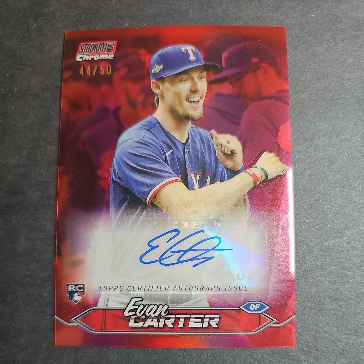 2024 Topps Stadium Club Evan Carter Rookie Auto #SCBA-EC Red 44/50 