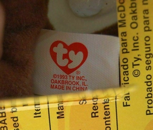 Britannia Bear-1997 McDonald's Ty Beanie Baby With Rare Errors 1993 OakBrook - Picture 5 of 6