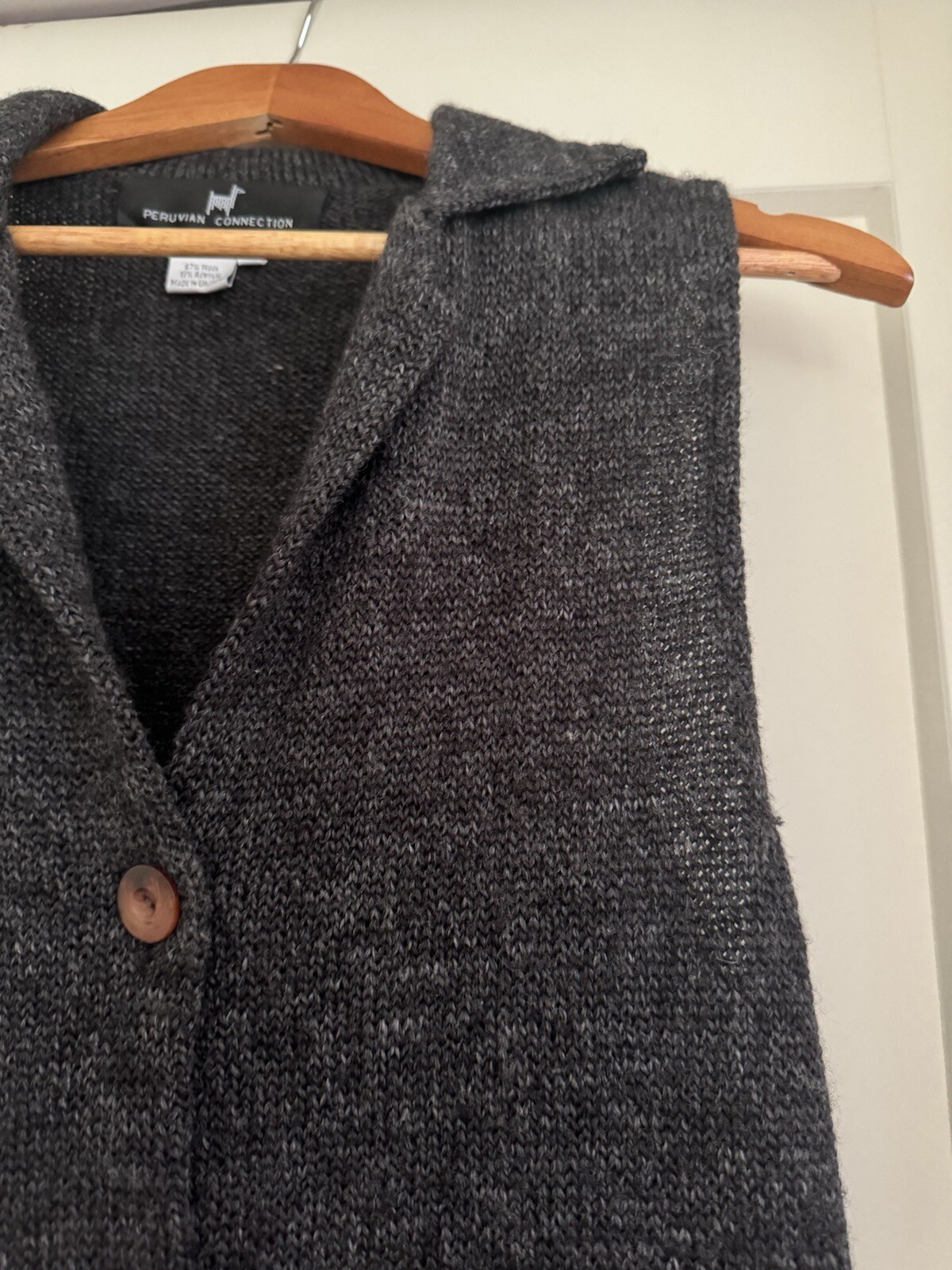 Peruvian Connection Charcoal Gray Wool Sleeveless… - image 2