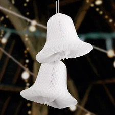 2-PACK HONEYCOMB BRIDAL WHITE PAPER BELLS BY VICTORIA LYNN 9” 11” 15” 