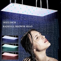 Chrom 40X80Cm Duschkopf Led Quadrat Regendusche Kopfbrause Regen Brausekopf