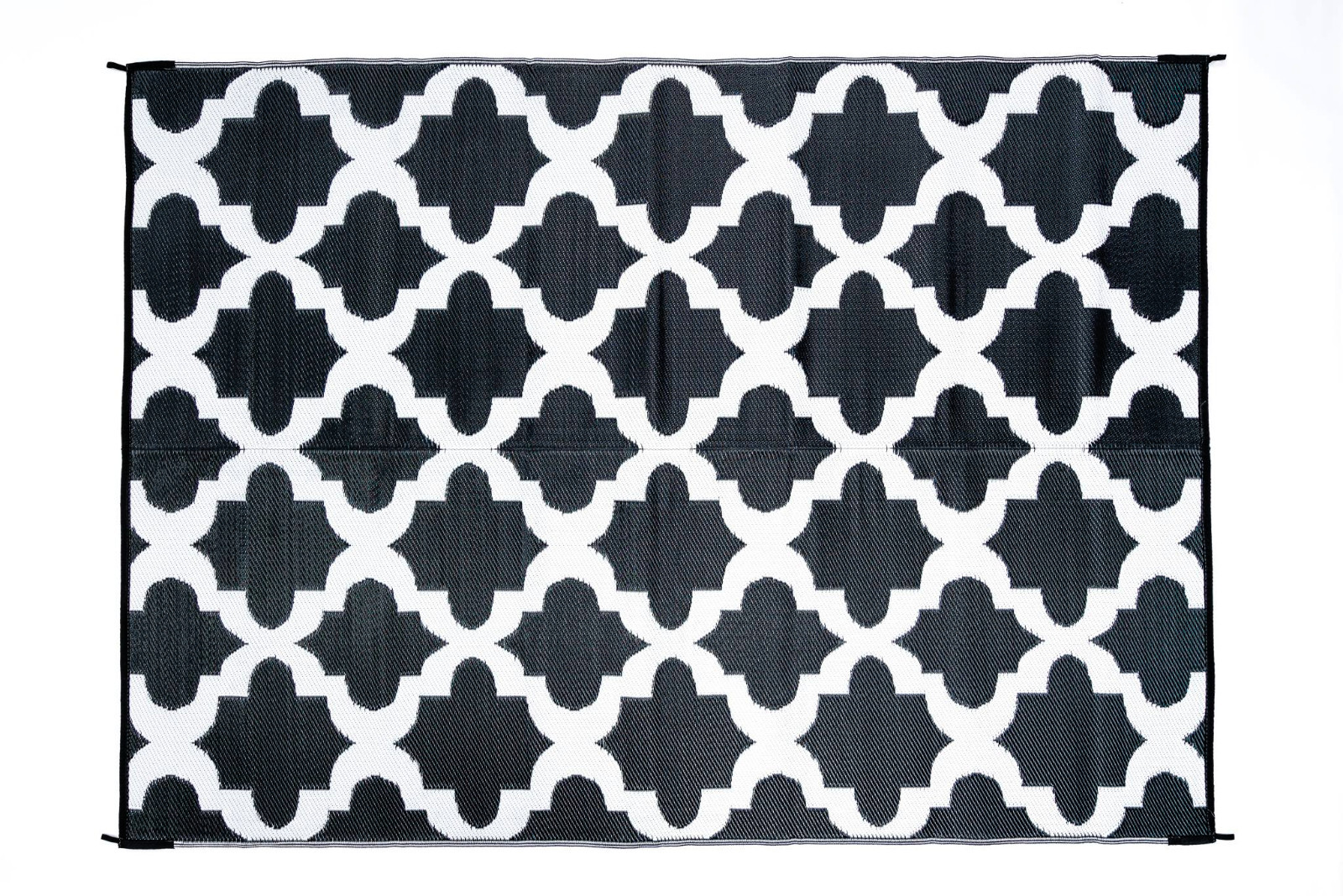 200 x 270cm Morocco Black/White Outdoor/Indoor Plastic Rug/Mat
