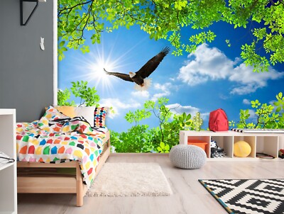3D Black Eagle ZHU744 Wallpaper Wall Mural Removable Self-adhesive Ann