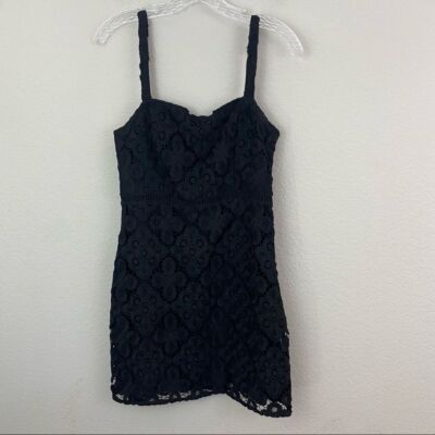 Hollister Sleeveless Black Floral Lace Sheath Dress Lined Empire Waist Small | eBay Hollister Sleeveless Black Floral Lace Sheath Dress Lined Empire Waist Small | eBay