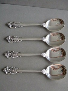 Grande Baroque by Wallace Sterling Silver Cream Soup Spoons (4)
