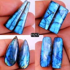 4 Pair 132 Cts Natural Labradorite Pair Cabochon Gemstone 32X10-27X10mm R-11217