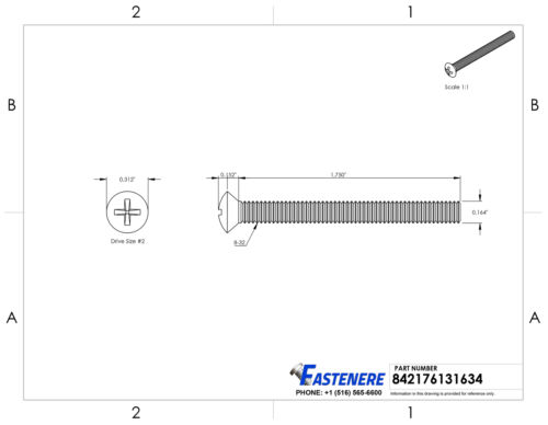 8-32 x 1-3/4" Phillips Oval Head Machine Screws Stainless Steel 18-8 Qty 100 - Picture 2 of 7