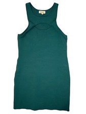 Listicle Women's Dress Bodycon Large Teal Cutout Sleeveless Ribbed Stretch Knee