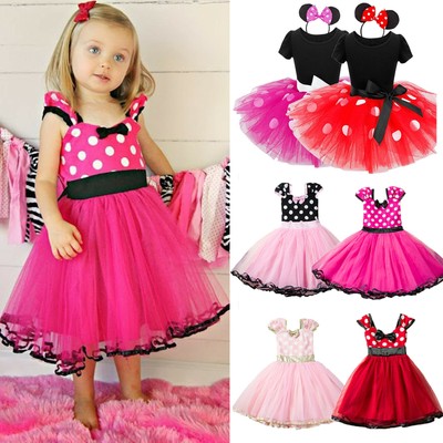 Mädchen Minnie Maus Prinzessin Geburtstag Partykleid Kinder Tutu Mini Kleid 0-6~