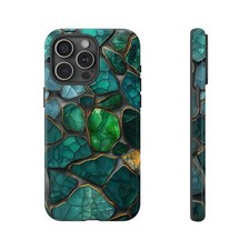 Phone Cover for Galaxy, Pixel, iPhone Case - Green Tortoise Emerald Shell