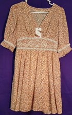 Chelsea & Violet Rust Floral Babydoll Dress Summer Party Work  XS NWT MSRP$69.