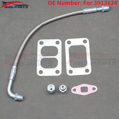 Turbo Oil Feed Line Kit With Connectors For Dodge Ram Cummins 5.9L & 6.7L – Aluminum (labwork LP694992KS)