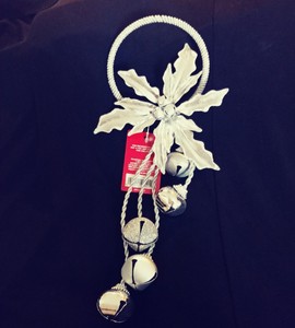 Silver Bells Leaf Decorative Door Knob Hangers Embellish Sparkle