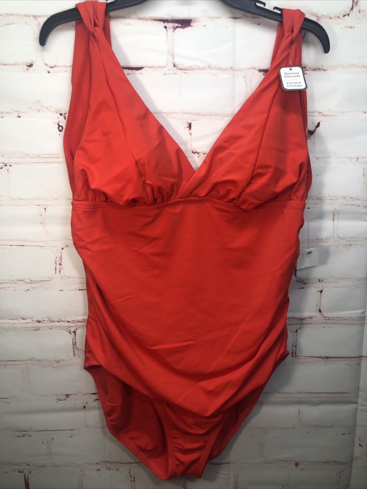 Women's XL Red Retro Pin Up Lifeguard One Piece Swimsuit New With Tags-image