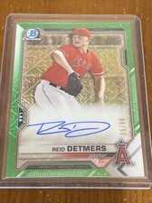 /99 Reid Detmers 2021 Bowman Chrome Green Mega Mojo Refractor Auto RC #BMA-RD