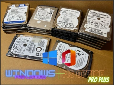500GB 2.5 INCH HARD DRIVE / HDD WINDOWS 10 PRO + OFFICE 2021 LEGACY MBR NOT SSD - Image 1 of 2