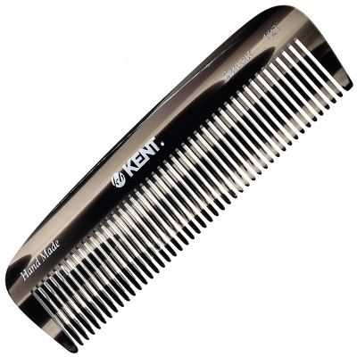 Kent 12T Graphite Wide Tooth Detangling Comb - 5.5'' Handmade Pocket Comb for Thi