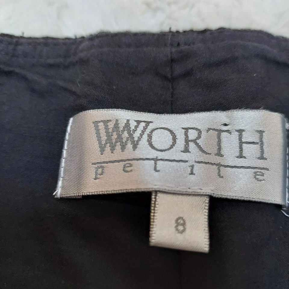 Pantalones Worth Petite para mujer talla 8 marrón bordado con ojales tiro alto pierna recta Foto 2 de 4