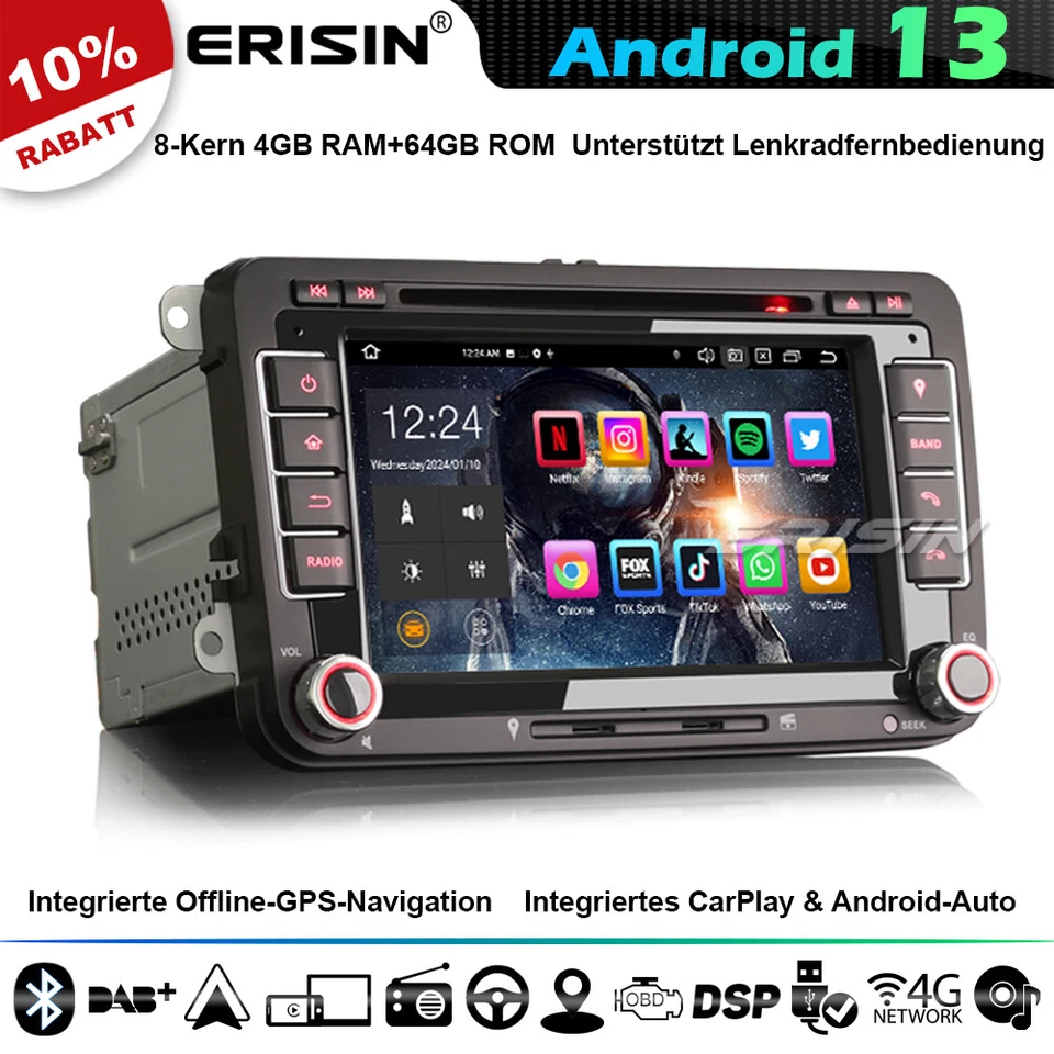 64GB Android 13 Autoradio GPS Navi Für VW Passat Golf 5 Jetta Tiguan Eos Seat CD - Bild 2 von 4