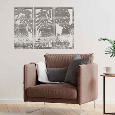 Großes Wandbild-Set mit Metallblättern - modernes Blumendekor, ideales Einweihungsgeschenk