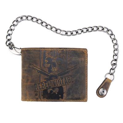 Greenburry Vintage 1796-SK-25 Leder Geldbeutel Geldbörse mit Münzfach und Kette